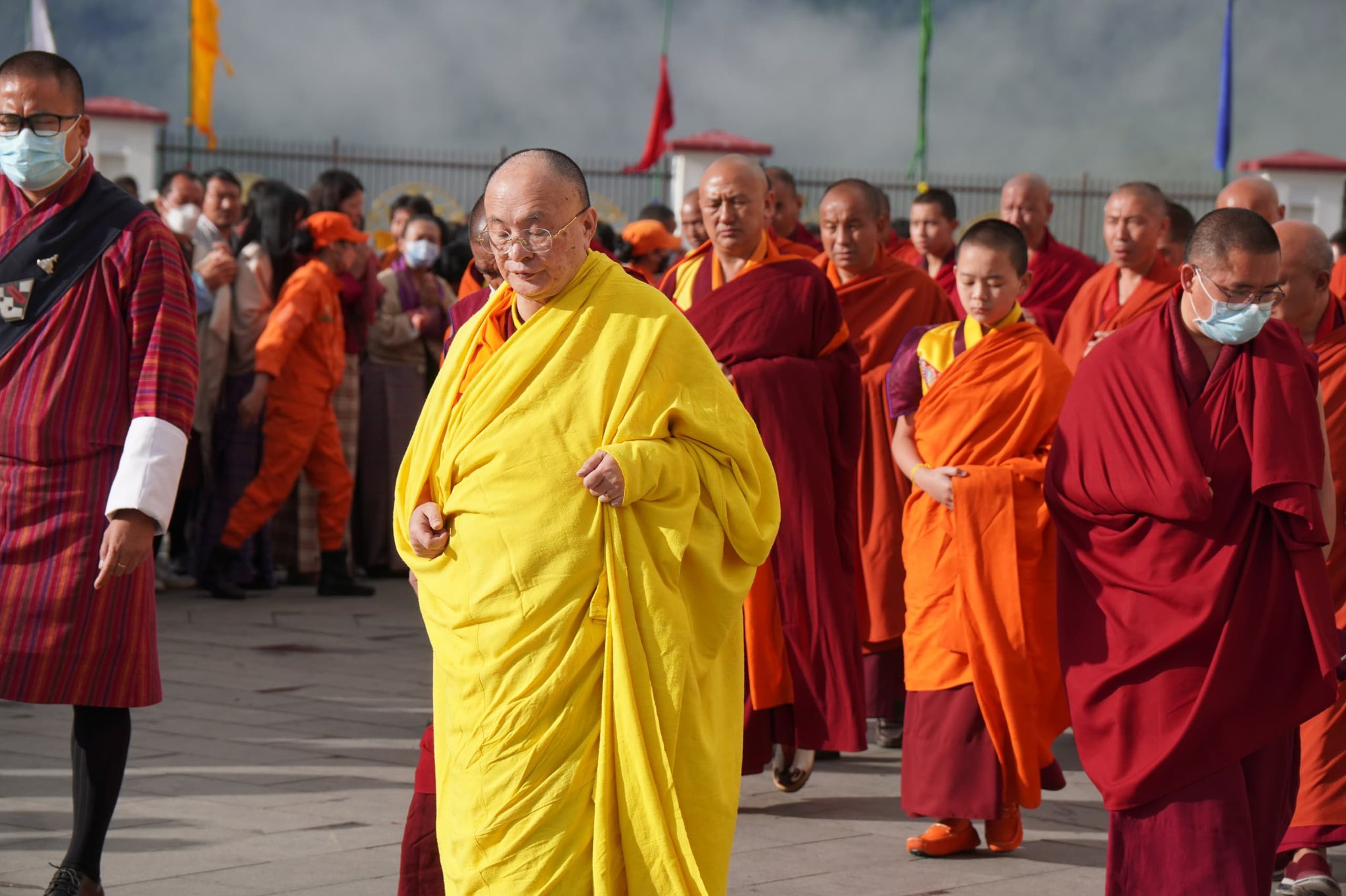 The sacred Oral Transmission of the Mani Kabum, bestowed by His Holiness the Je Khenpo, concluded today. Three empowerments will be conferred tomorrow at Kuenselphodrang.